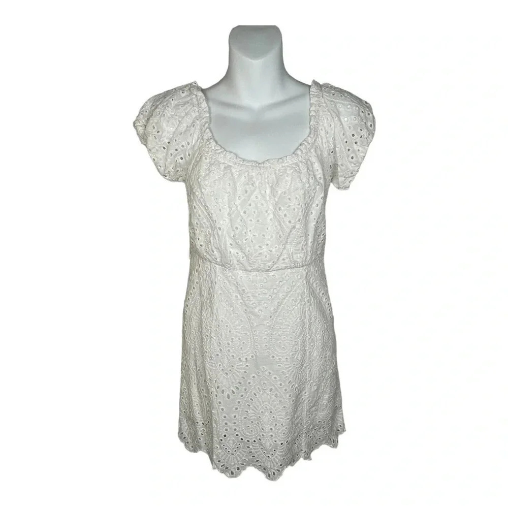 Endless Blu White Eyelet Lace Dress‎